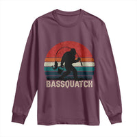 Retro Bigfoot Fishing Long Sleeve Shirt Funny Retro Sasquatch Bassquatch Fisherman - Wonder Print Shop