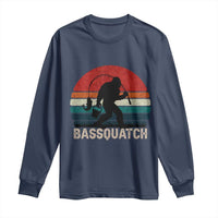 Retro Bigfoot Fishing Long Sleeve Shirt Funny Retro Sasquatch Bassquatch Fisherman - Wonder Print Shop