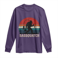 Retro Bigfoot Fishing Long Sleeve Shirt Funny Retro Sasquatch Bassquatch Fisherman - Wonder Print Shop