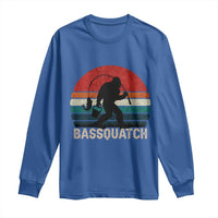 Retro Bigfoot Fishing Long Sleeve Shirt Funny Retro Sasquatch Bassquatch Fisherman - Wonder Print Shop