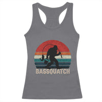 Retro Bigfoot Fishing Racerback Tank Top Funny Retro Sasquatch Bassquatch Fisherman - Wonder Print Shop