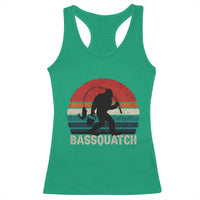 Retro Bigfoot Fishing Racerback Tank Top Funny Retro Sasquatch Bassquatch Fisherman - Wonder Print Shop