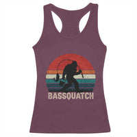 Retro Bigfoot Fishing Racerback Tank Top Funny Retro Sasquatch Bassquatch Fisherman - Wonder Print Shop