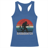 Retro Bigfoot Fishing Racerback Tank Top Funny Retro Sasquatch Bassquatch Fisherman - Wonder Print Shop