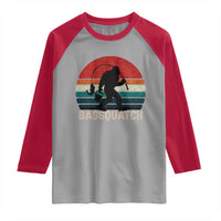 Retro Bigfoot Fishing Raglan Shirt Funny Retro Sasquatch Bassquatch Fisherman - Wonder Print Shop