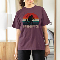 Retro Bigfoot Fishing T Shirt For Women Funny Retro Sasquatch Bassquatch Fisherman - Wonder Print Shop