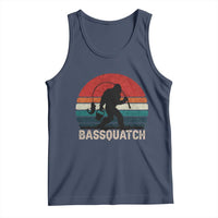 Retro Bigfoot Fishing Tank Top Funny Retro Sasquatch Bassquatch Fisherman - Wonder Print Shop