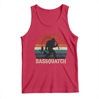 Retro Bigfoot Fishing Tank Top Funny Retro Sasquatch Bassquatch Fisherman - Wonder Print Shop