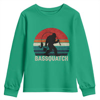 Retro Bigfoot Fishing Youth Sweatshirt Funny Retro Sasquatch Bassquatch Fisherman - Wonder Print Shop