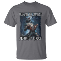 Human By Chance Alpha By Choice Wolf T Shirt Vintage 90s Style Wolf Sigma Emo Meme - Wonder Print Shop