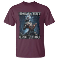 Human By Chance Alpha By Choice Wolf T Shirt Vintage 90s Style Wolf Sigma Emo Meme - Wonder Print Shop