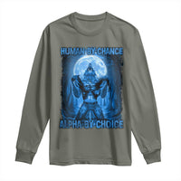 Funny Human By Chance Alpha By Choice Long Sleeve Shirt Vintage 90s Alpha Wolf