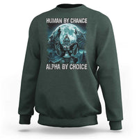 Funny Human By Chance Alpha By Choice Sweatshirt Alpha Wolf - Wonder Print Shop