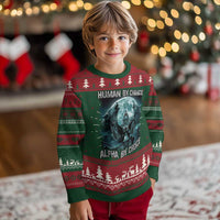 Funny Human By Chance Alpha By Choice Knitted Sweatshirt Alpha Wolf - Wonder Print Shop