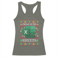 Funny Christmas Freak In The Sheets Racerback Tank Top Excel Spreadsheets Office Ugly Christmas Accountant Gift