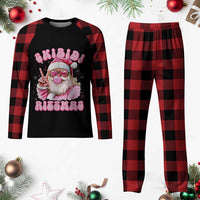 Skibidi Rizzmas Christmas Plaid Pajama Set Rizz Santa Pink Bubble Gum Funny Xmas Girl Kids Gen Alpha - Wonder Print Shop