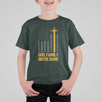 God First Family Second Then Notre Dame T Shirt For Kid US Flag