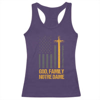 God First Family Second Then Notre Dame Racerback Tank Top US Flag