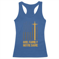God First Family Second Then Notre Dame Racerback Tank Top US Flag