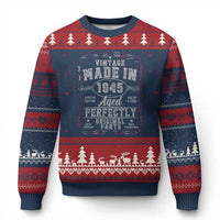 Vintage 1945 Ugly Christmas Sweater Aged Perfectly 80th Birthday Gift American Flag - Wonder Print Shop
