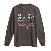 Personalized Nurse Long Sleeve Shirt Custom Name Nurse Gift Heartbeat Valentines Day Heart