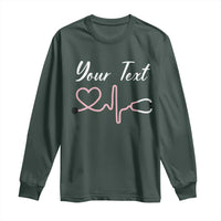 Personalized Nurse Long Sleeve Shirt Custom Name Nurse Gift Heartbeat Valentines Day Heart