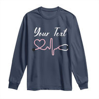 Personalized Nurse Long Sleeve Shirt Custom Name Nurse Gift Heartbeat Valentines Day Heart