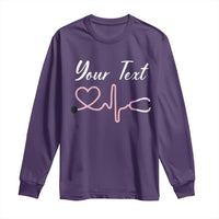 Personalized Nurse Long Sleeve Shirt Custom Name Nurse Gift Heartbeat Valentines Day Heart