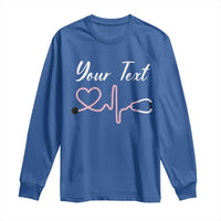 Personalized Nurse Long Sleeve Shirt Custom Name Nurse Gift Heartbeat Valentines Day Heart