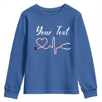 Personalized Nurse Youth Sweatshirt Custom Name Nurse Gift Heartbeat Valentines Day Heart