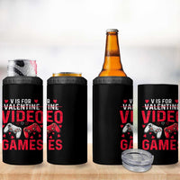 Funny Valentines Gamer 4 in 1 Can Cooler Tumbler V is for Video Games - Wonder Print Shop