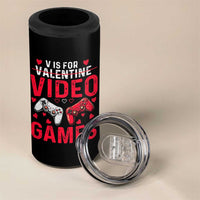 Funny Valentines Gamer 4 in 1 Can Cooler Tumbler V is for Video Games - Wonder Print Shop