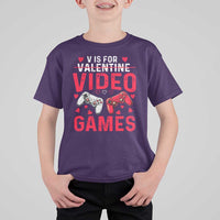 Funny Valentines Gamer T Shirt For Kid V is for Video Games - Wonder Print Shop