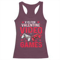 Funny Valentines Gamer Racerback Tank Top V is for Video Games - Wonder Print Shop