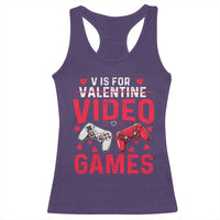 Funny Valentines Gamer Racerback Tank Top V is for Video Games - Wonder Print Shop