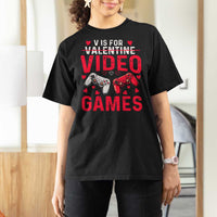 Funny Valentines Gamer T Shirt For Women V is for Video Games - Wonder Print Shop