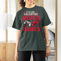 Funny Valentines Gamer T Shirt For Women V is for Video Games - Wonder Print Shop