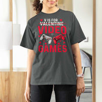 Funny Valentines Gamer T Shirt For Women V is for Video Games - Wonder Print Shop