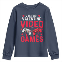 Funny Valentines Gamer Youth Sweatshirt V is for Video Games - Wonder Print Shop
