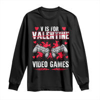 Funny Valentines Day Gamer Long Sleeve Shirt V Is For Video Games Toddler Boy Men Gift
