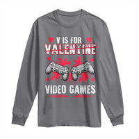 Funny Valentines Day Gamer Long Sleeve Shirt V Is For Video Games Toddler Boy Men Gift