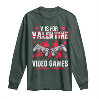 Funny Valentines Day Gamer Long Sleeve Shirt V Is For Video Games Toddler Boy Men Gift