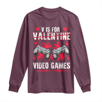 Funny Valentines Day Gamer Long Sleeve Shirt V Is For Video Games Toddler Boy Men Gift