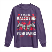Funny Valentines Day Gamer Long Sleeve Shirt V Is For Video Games Toddler Boy Men Gift