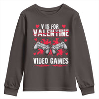 Funny Valentines Day Gamer Youth Sweatshirt V Is For Video Games Toddler Boy Men Gift