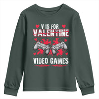 Funny Valentines Day Gamer Youth Sweatshirt V Is For Video Games Toddler Boy Men Gift