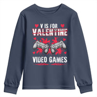 Funny Valentines Day Gamer Youth Sweatshirt V Is For Video Games Toddler Boy Men Gift