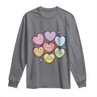 Funny Anti Valentines Day Long Sleeve Shirt Sarcasm Conversation Candy Hearts