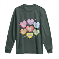 Funny Anti Valentines Day Long Sleeve Shirt Sarcasm Conversation Candy Hearts