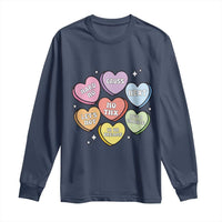 Funny Anti Valentines Day Long Sleeve Shirt Sarcasm Conversation Candy Hearts